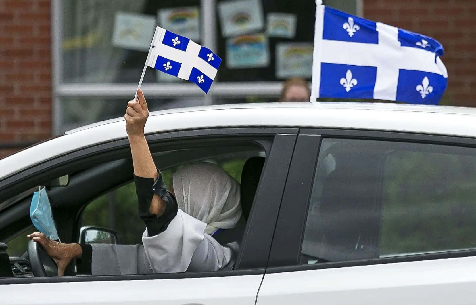 St Jean Baptiste Dag Viering Quebec Vlag Achtergrond