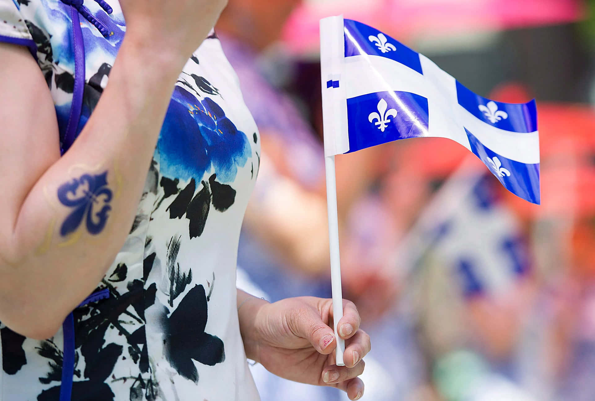 St Jean Baptiste Dag Viering Quebec Vlag Achtergrond