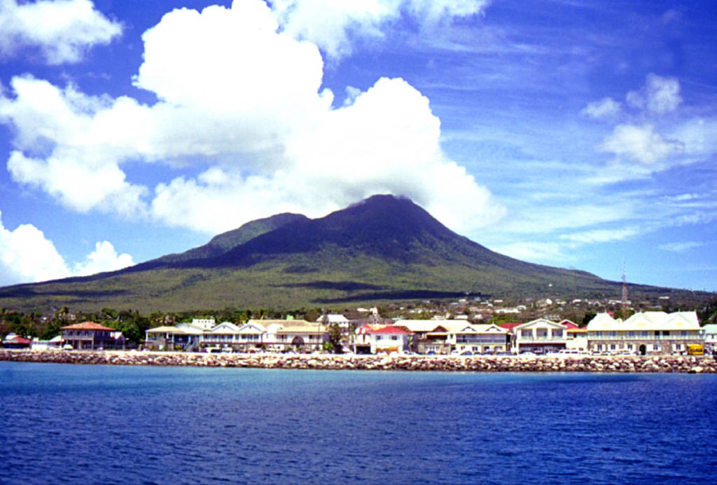 St Kitts And Nevis Houses And Mountain Wallpaper