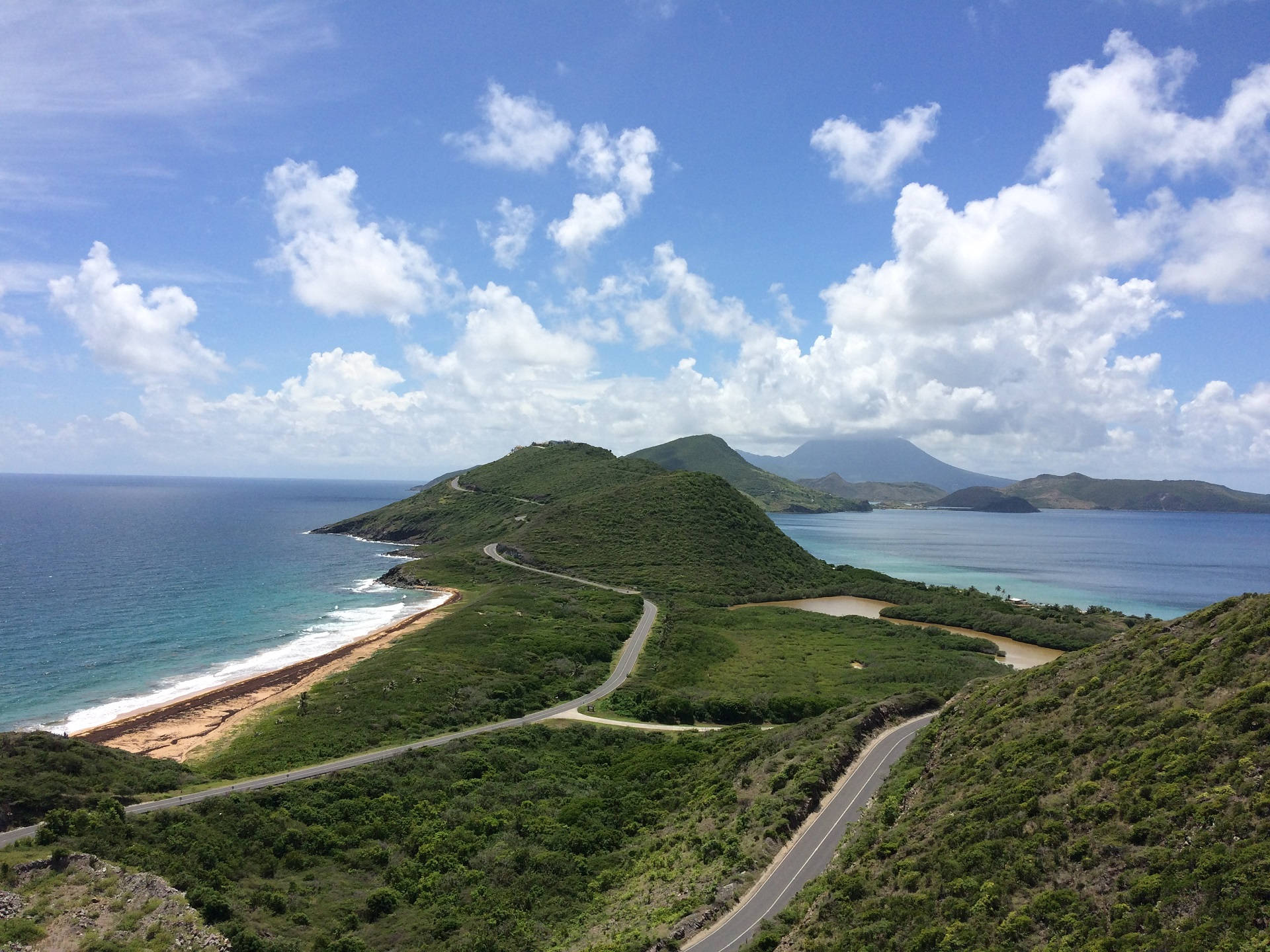 St Kitts And Nevis Island With Roads Wallpaper