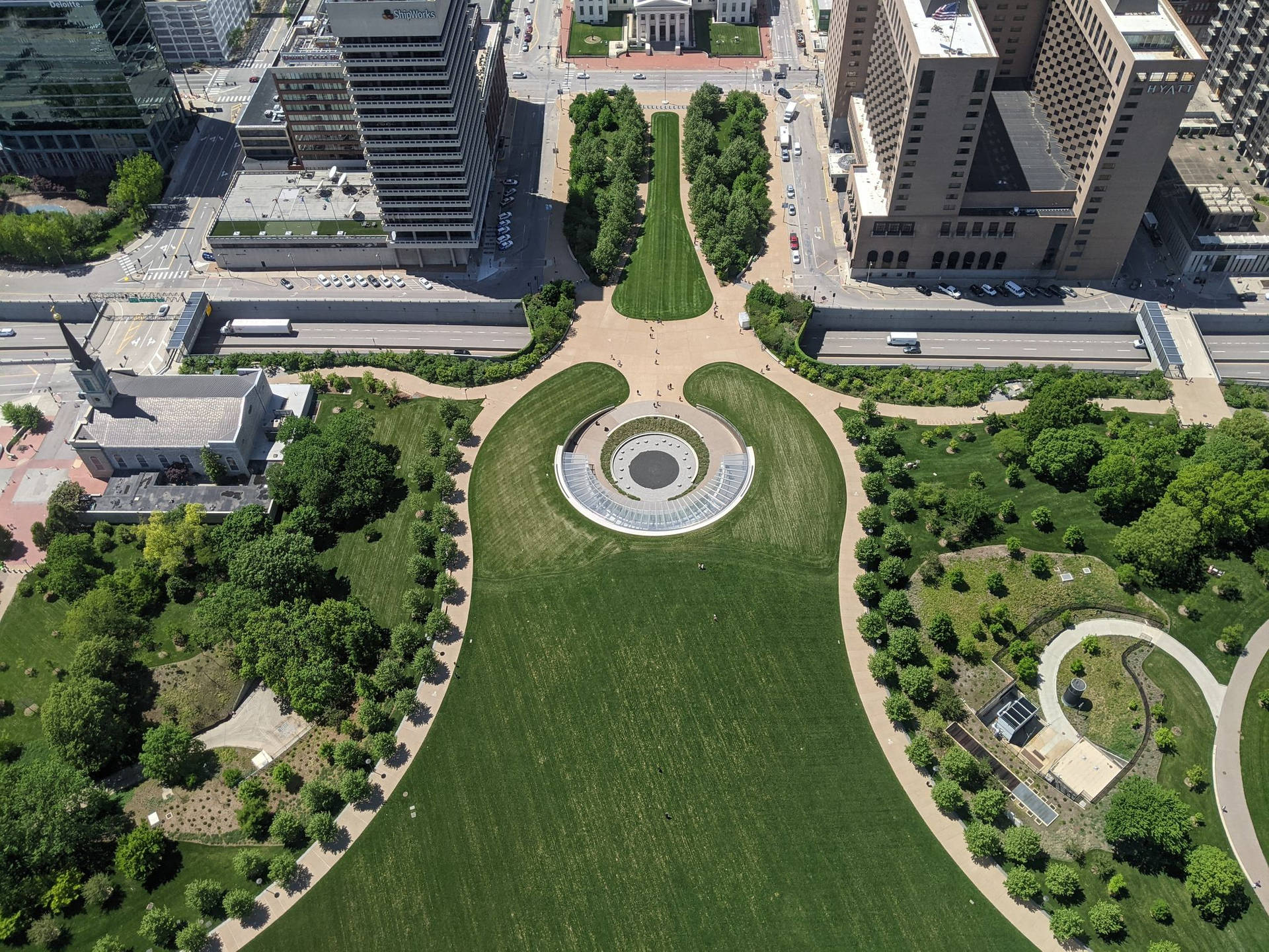 Download St Louis Arch Aerial View Wallpaper