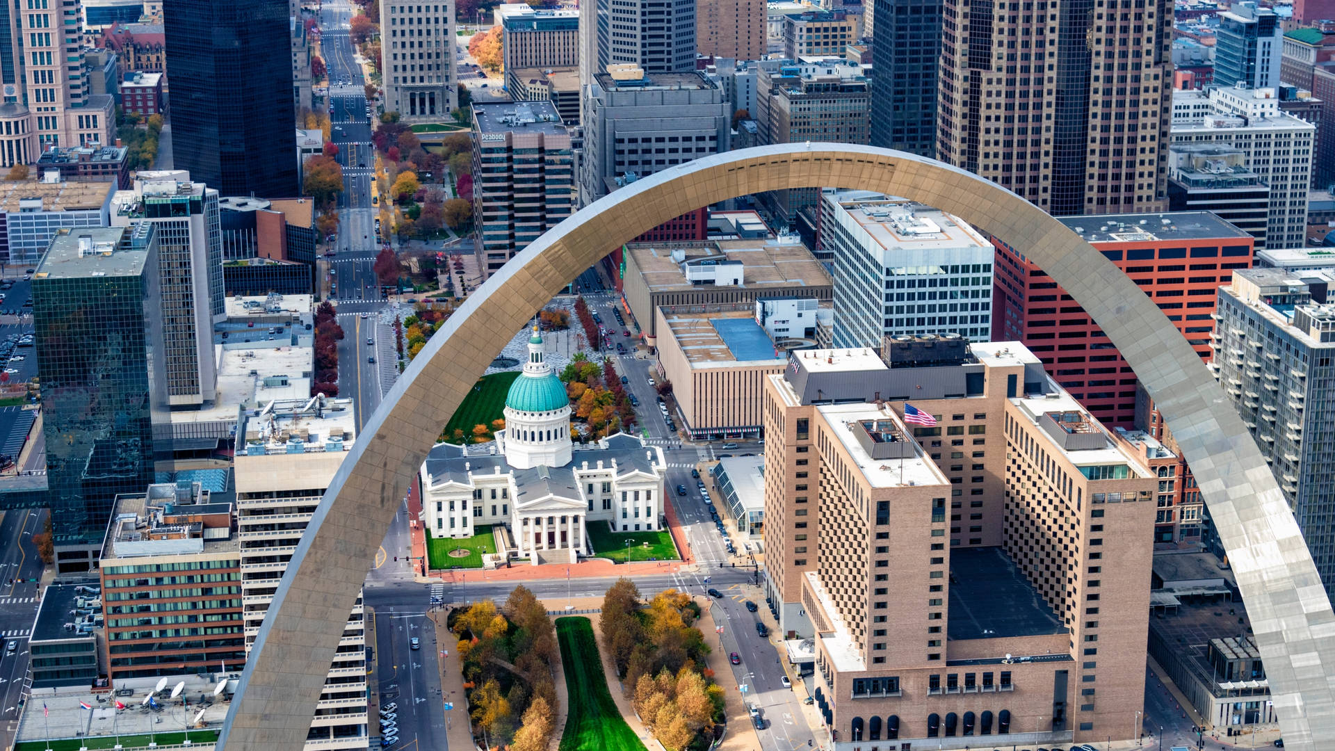 St. Louis Arch Buildings Aerial Wallpaper