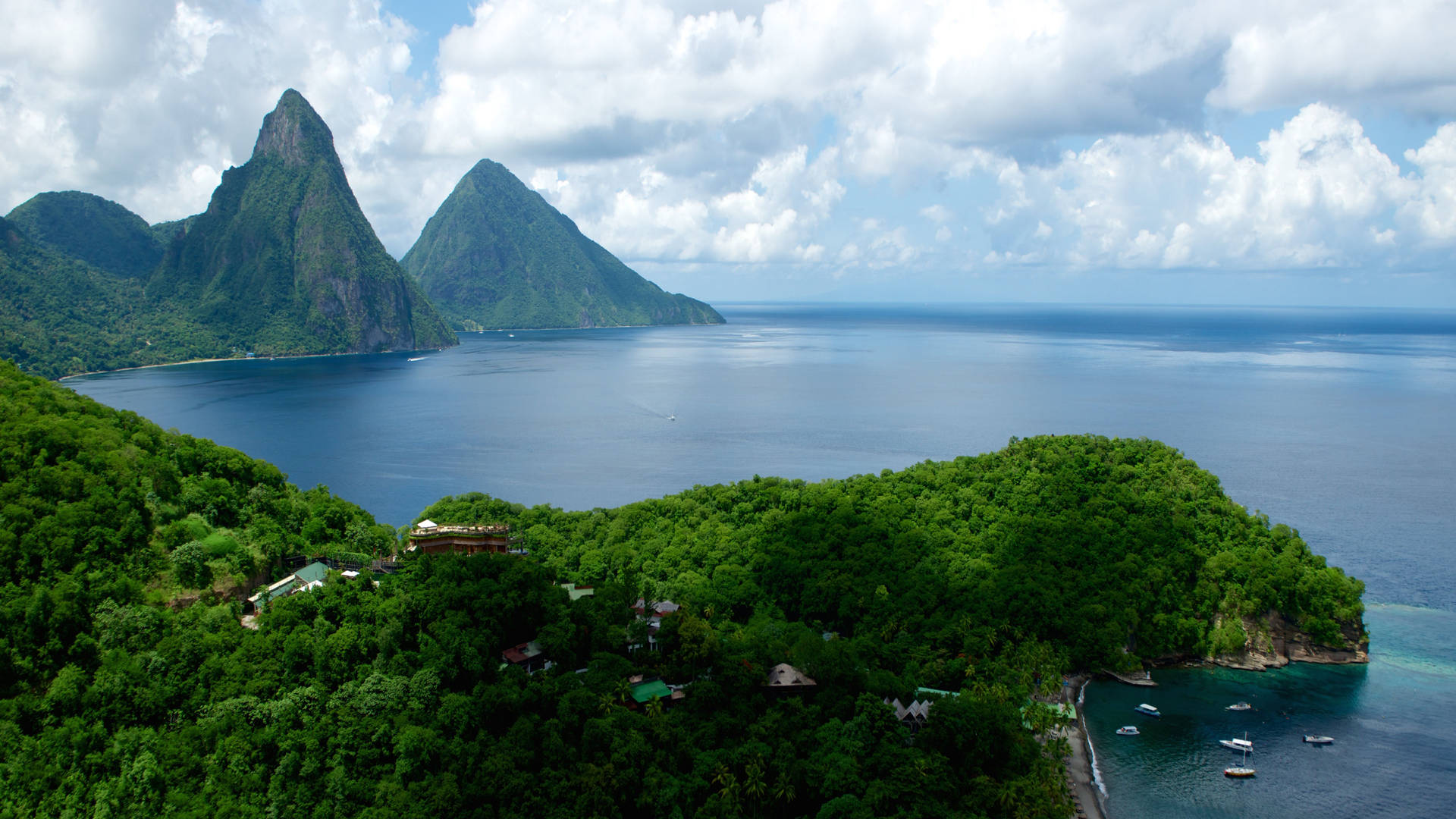 St. Lucia Gros Piton Aerial View Wallpaper