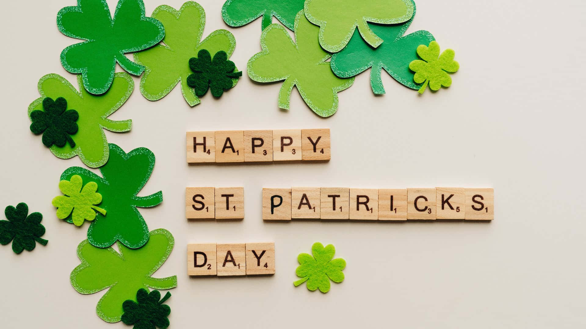 Happy St Patrick's Day With Shamrocks And Leaves
