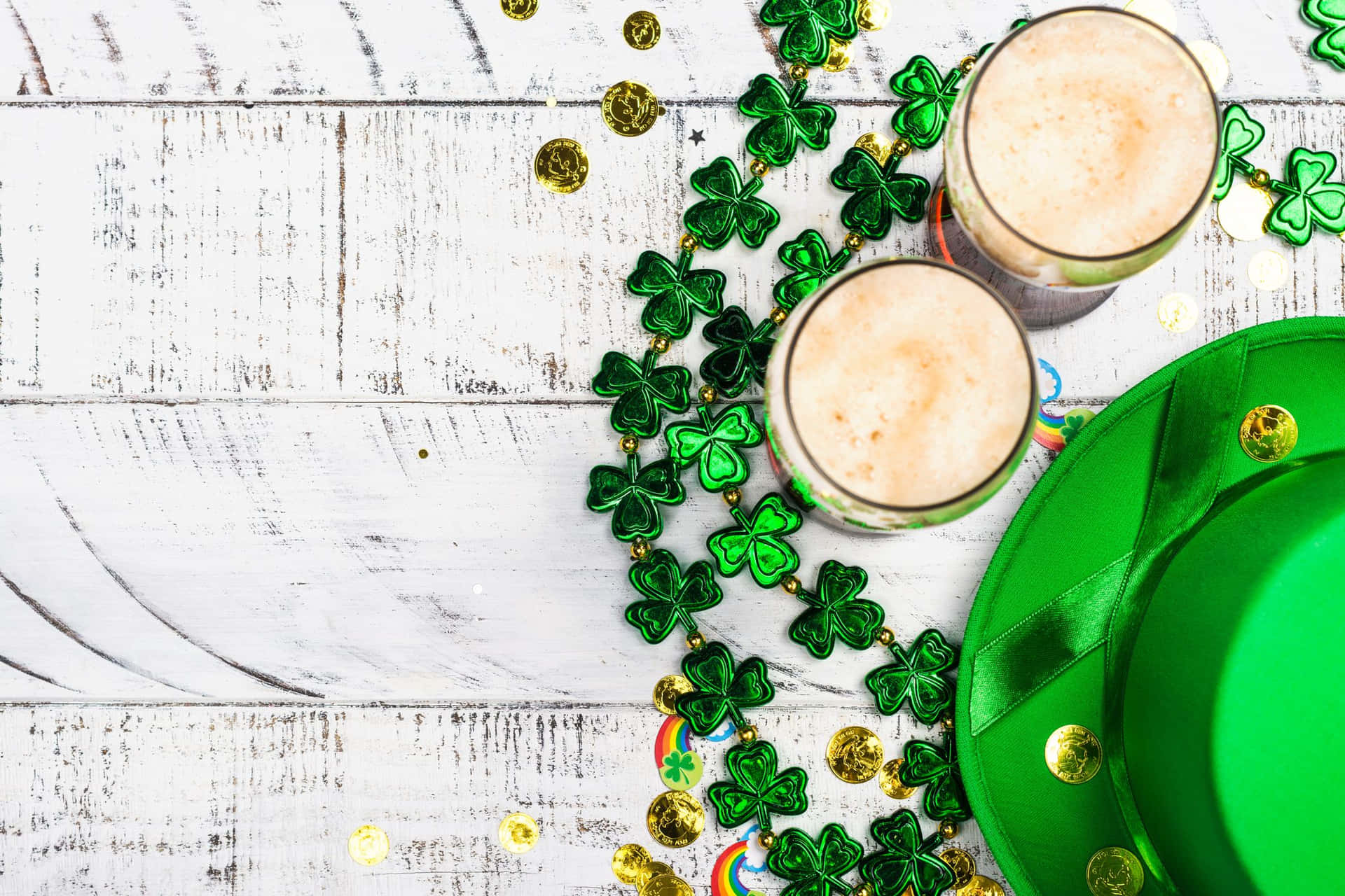 Enjoy a festive celebration of St Patrick's Day on Zoom with this bright and cheery background