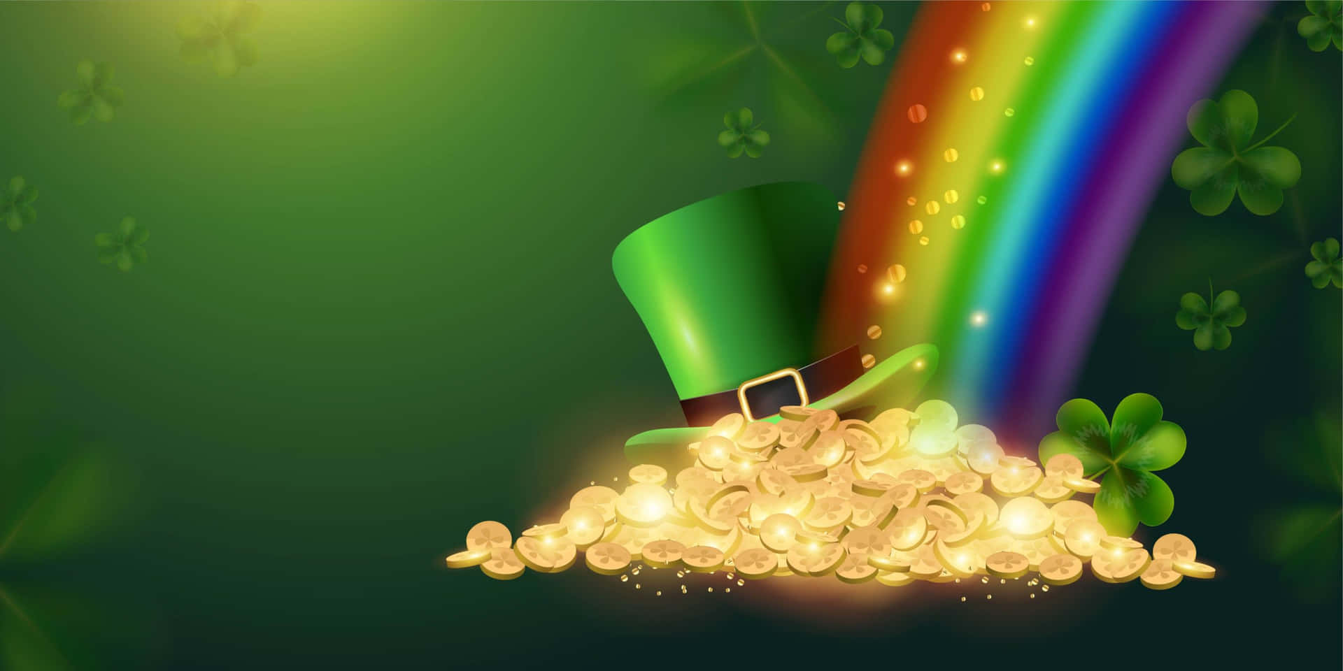St Patrick's Day Background With A Rainbow And Coins