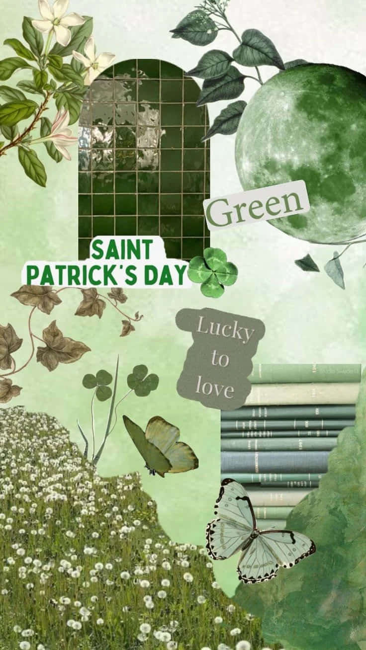 St Patricks Day Green Collage Aesthetic Wallpaper
