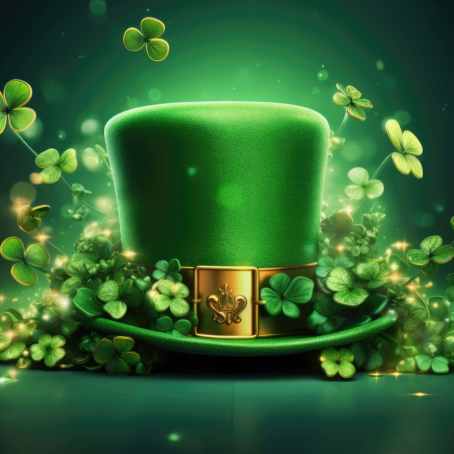 St Patricks Day Green Top Hat Wallpaper
