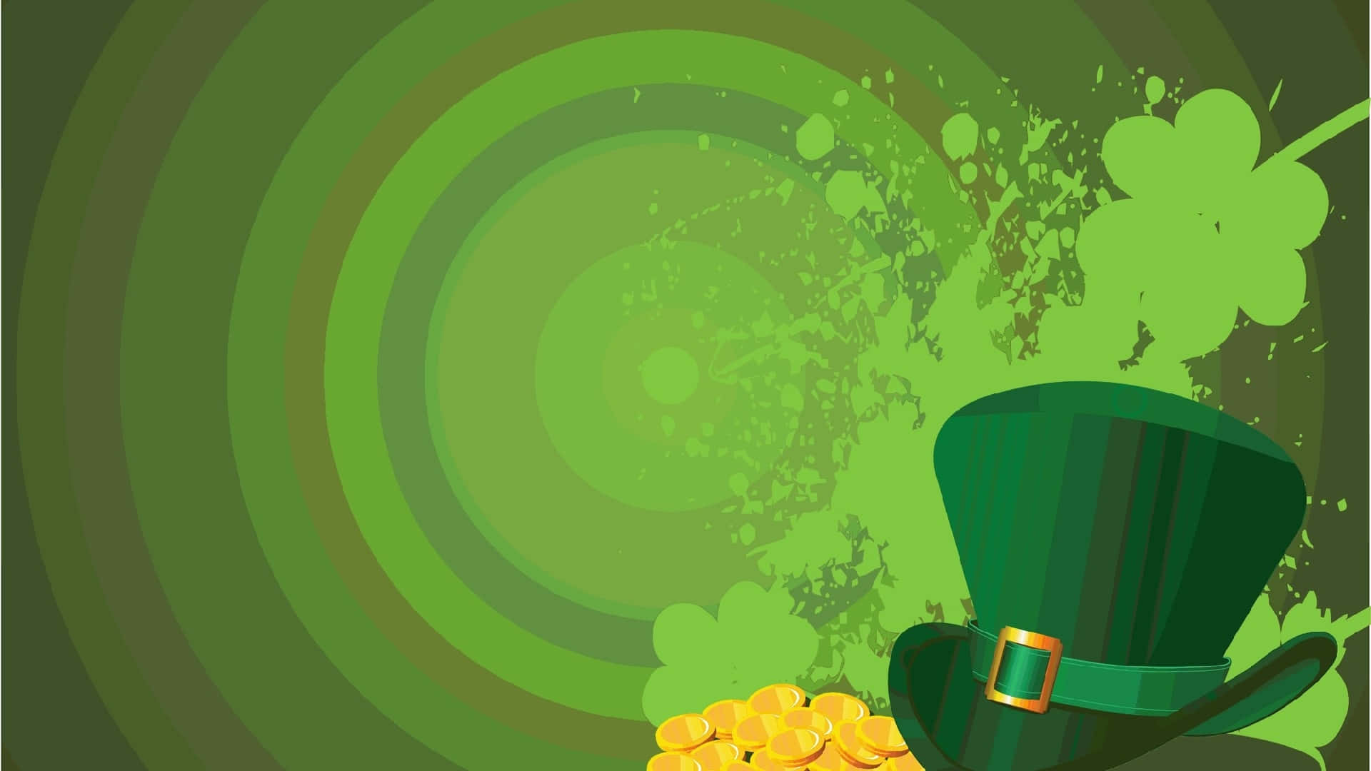 St Patricks Day Green Top Hatand Gold Coins Wallpaper