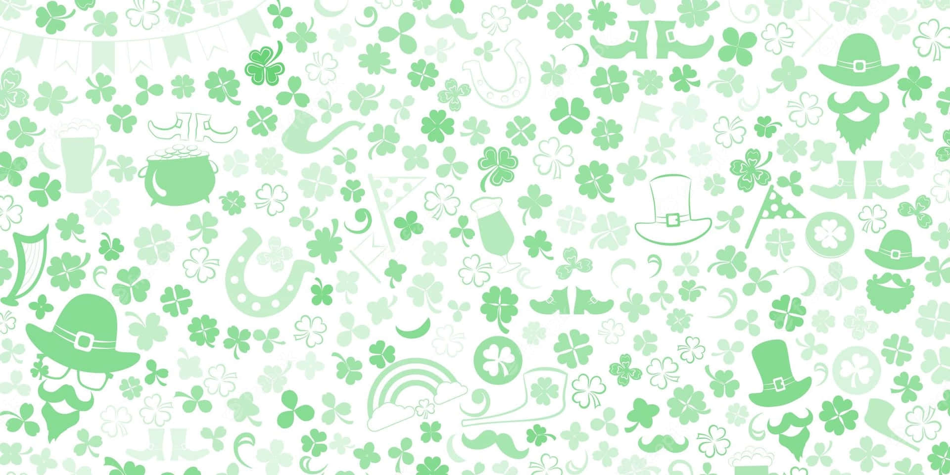 St Patricks Day Pattern Green Shamrocksand Symbols Wallpaper