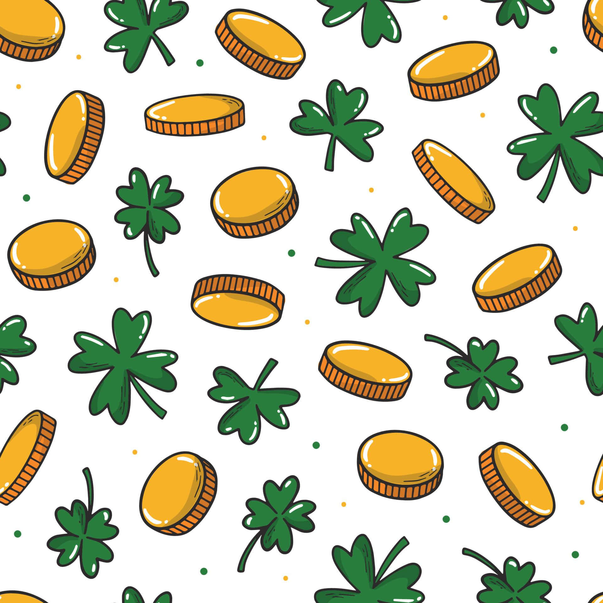 St_ Patricks_ Day_ Shamrocks_and_ Coins_ Pattern Wallpaper