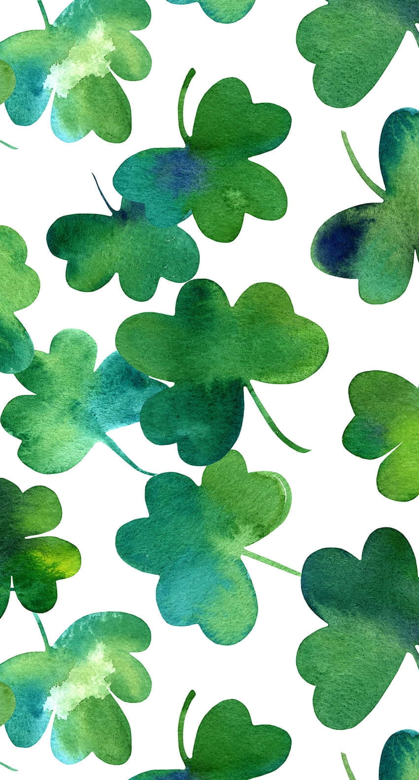 St Patricks Day Watercolor Shamrocks Pattern Wallpaper