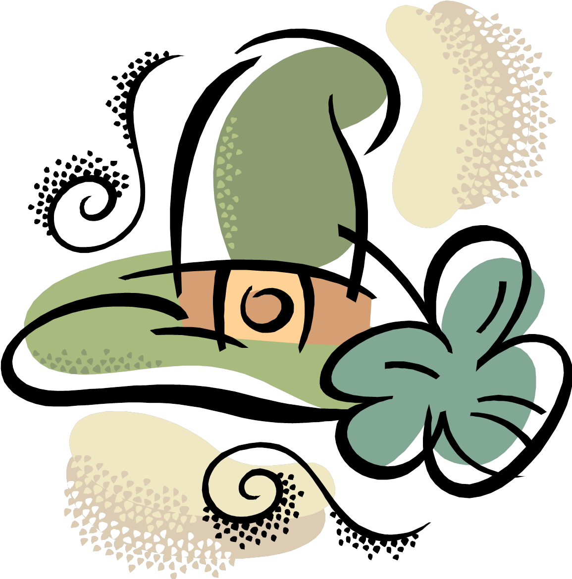 St Patricks Day_ Leprechaun Hat_ Clover_ Art PNG