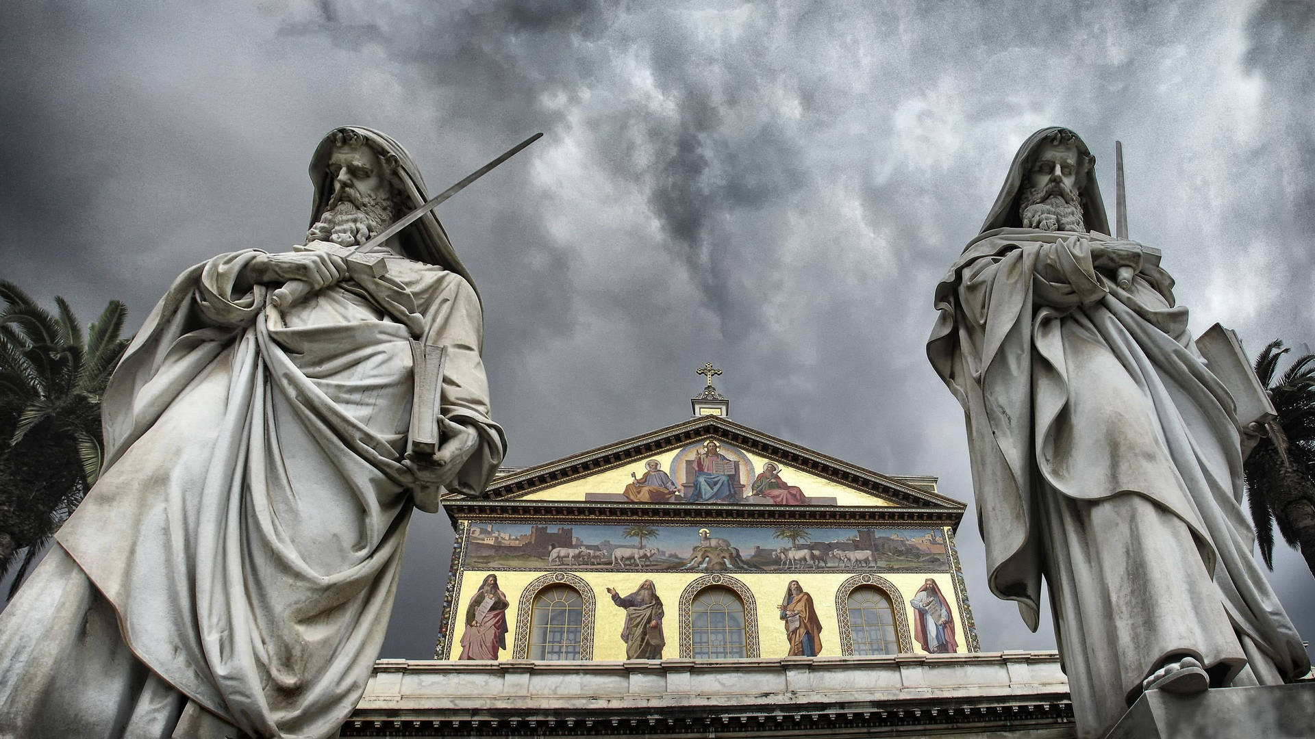 St Paul Basilica Rome Statues Wallpaper