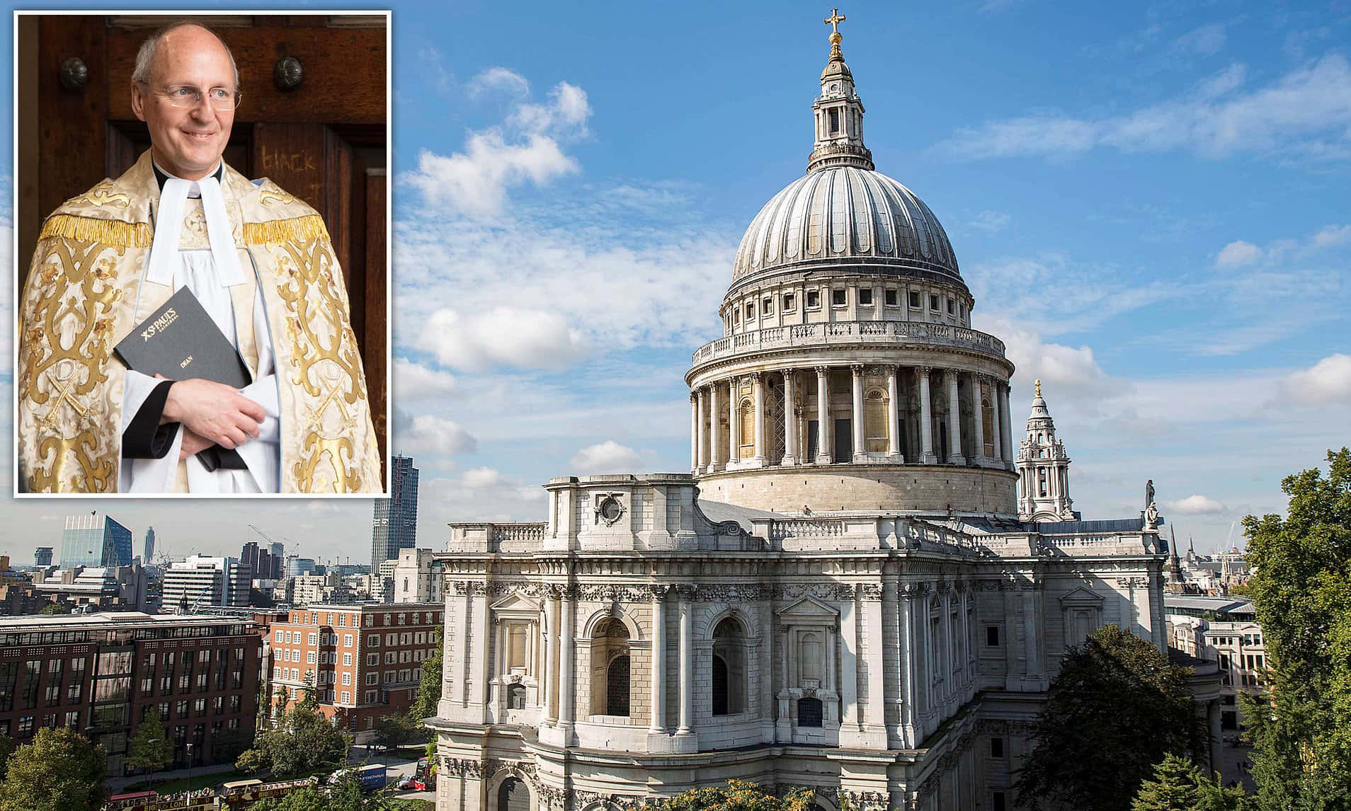 St. Paul's Cathedral And Priest Collage Wallpaper