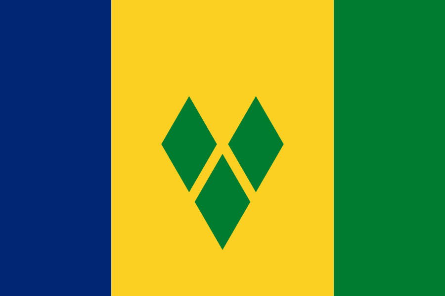 St. Vincent and the Grenadines Flag Flying Proudly Against Clear Blue Skies Wallpaper