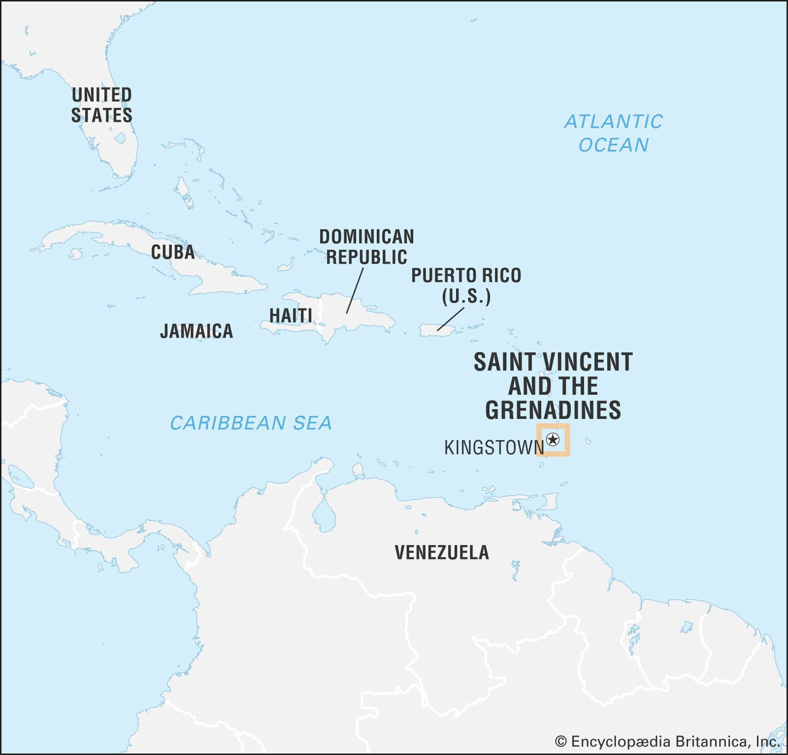 Detailed Map of St. Vincent and the Grenadines Wallpaper