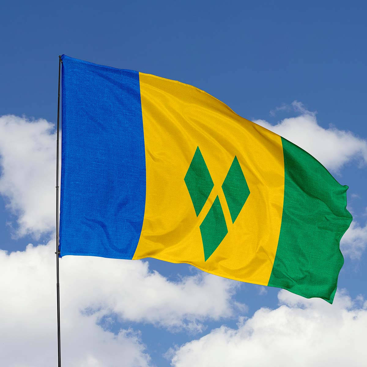 St. Vincent og de Grenadiner rejste Flag Tapestry Wallpaper