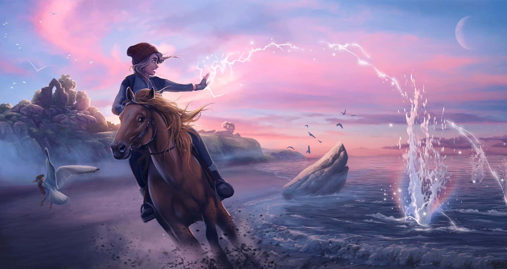 Stable Girl On Brown Horse [wallpaper] Wallpaper