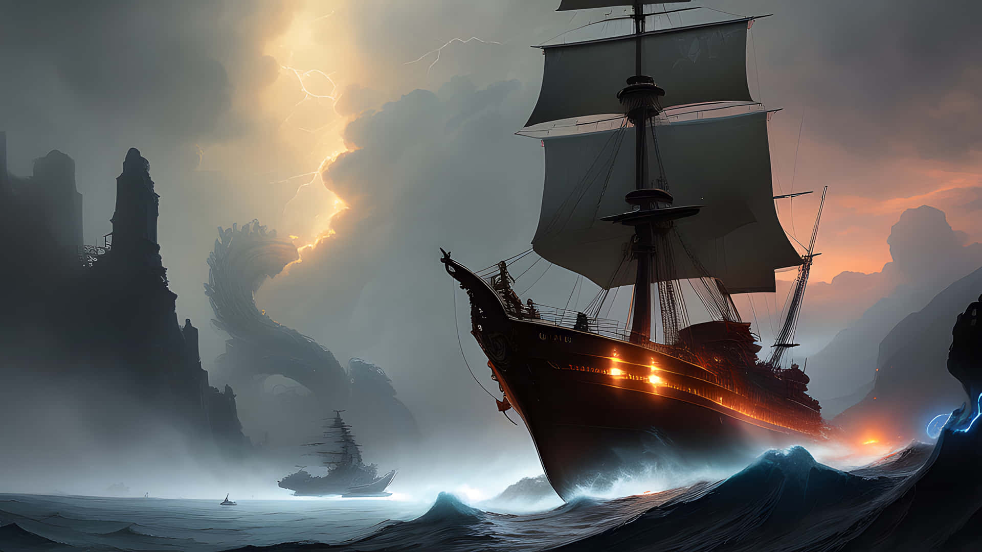 Stable Ship In Storm [wallpaper] Wallpaper