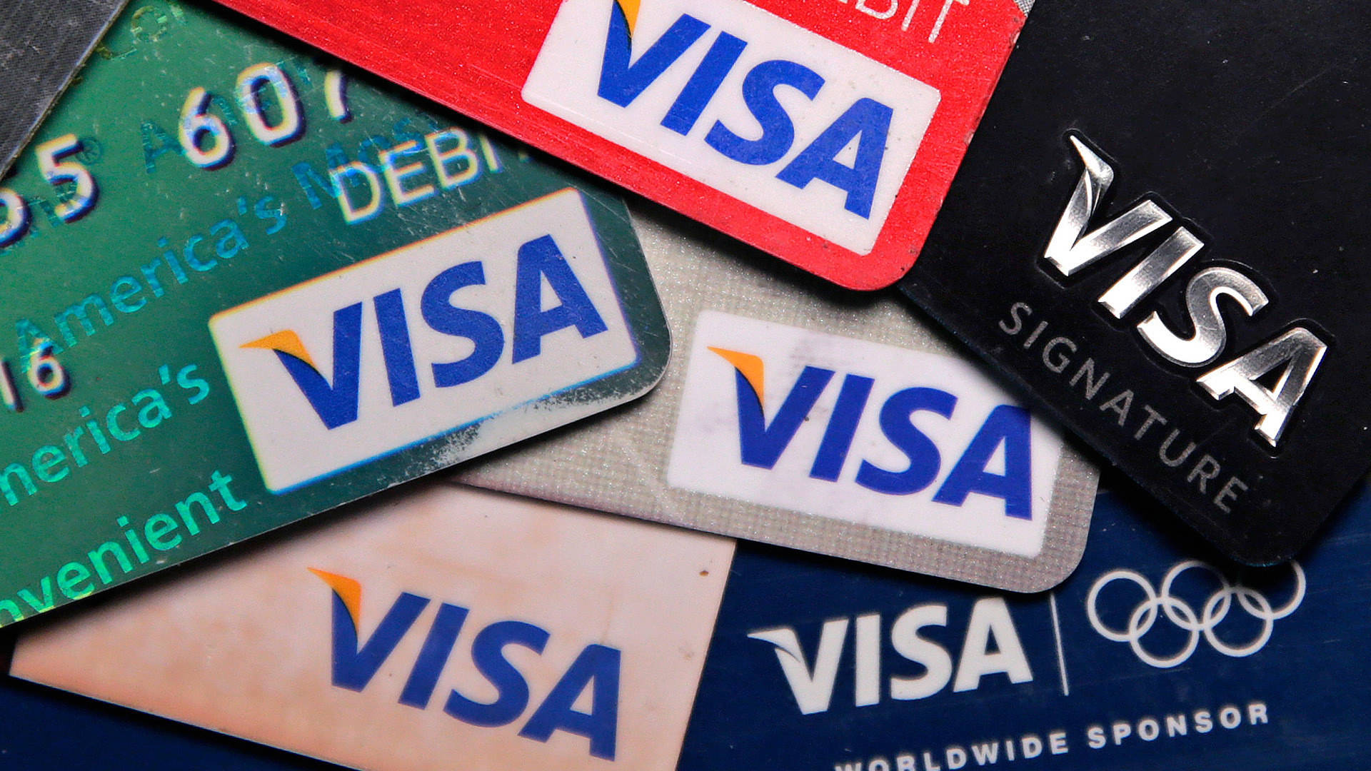 Montede Cartões De Crédito Visa. Papel de Parede
