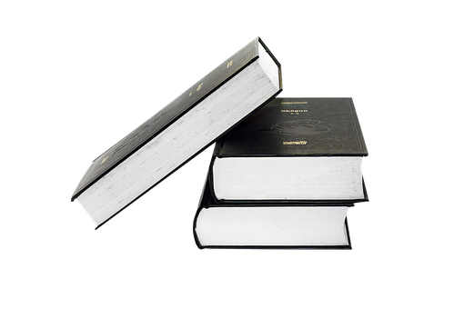Stacked Bookson Black Background PNG