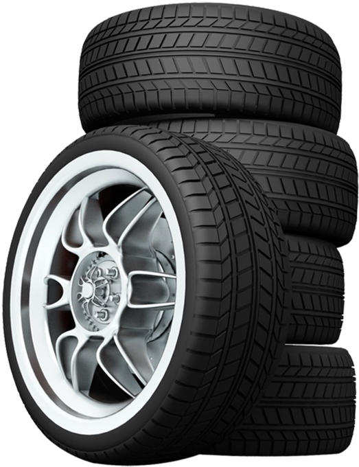 Stacked Car Tyreswith Alloy Wheel PNG