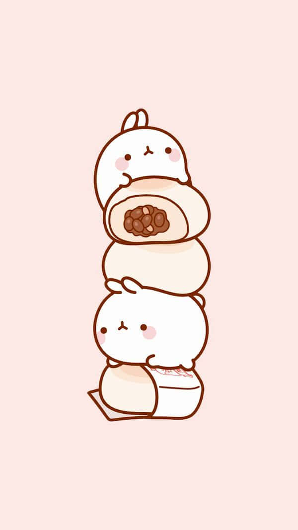 Stacked Cartoon Bears Pink Background Wallpaper