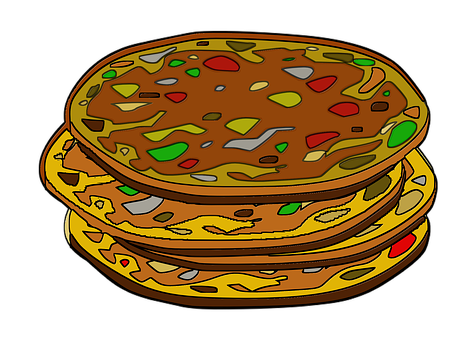 Stacked Cartoon Pizzas Illustration PNG
