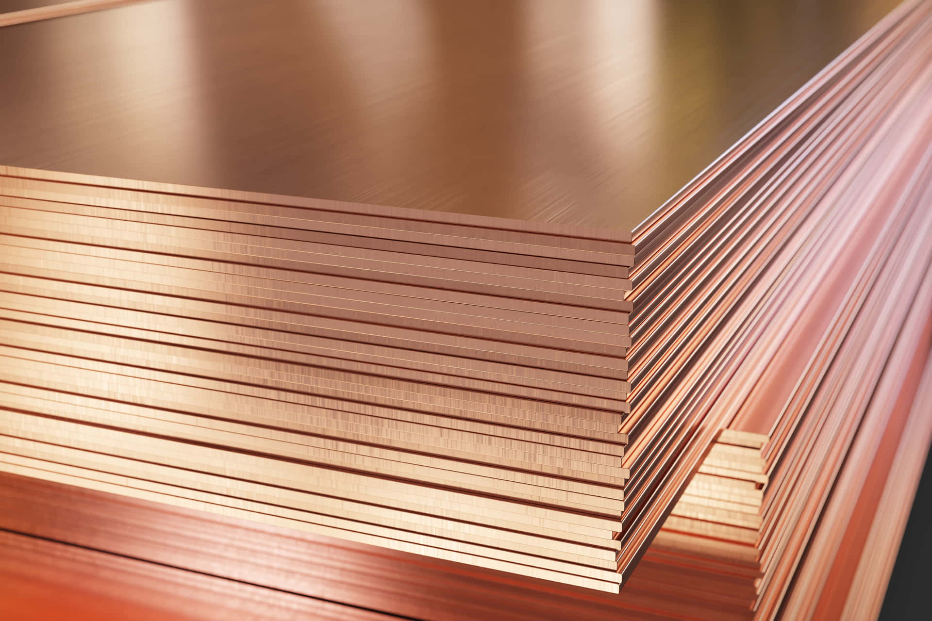 Stacked Copper Sheets Industrial Wallpaper