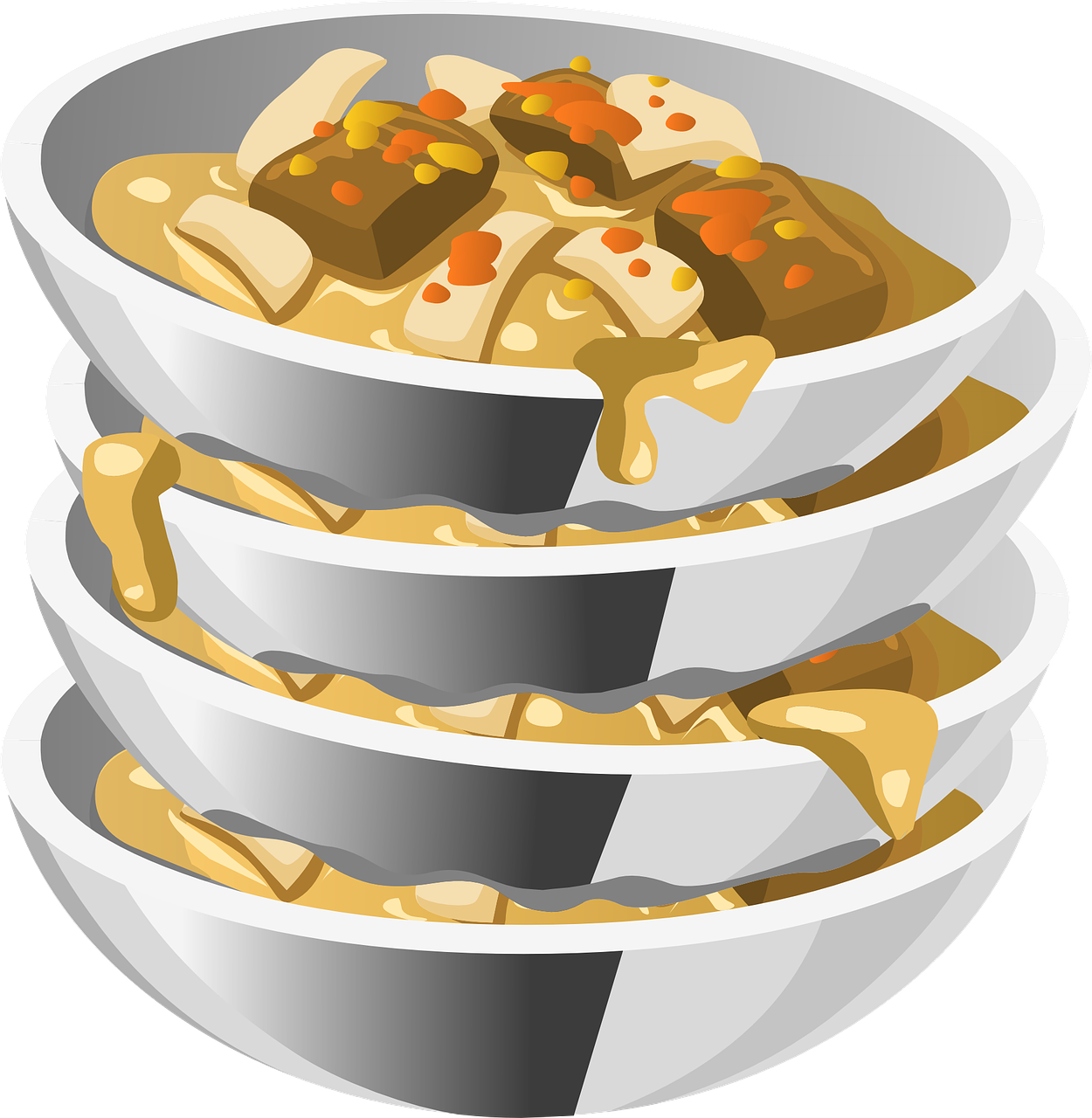 Stacked Dumpling Steaming Bowls PNG