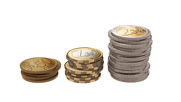 Stacked Euro Coinson Black PNG