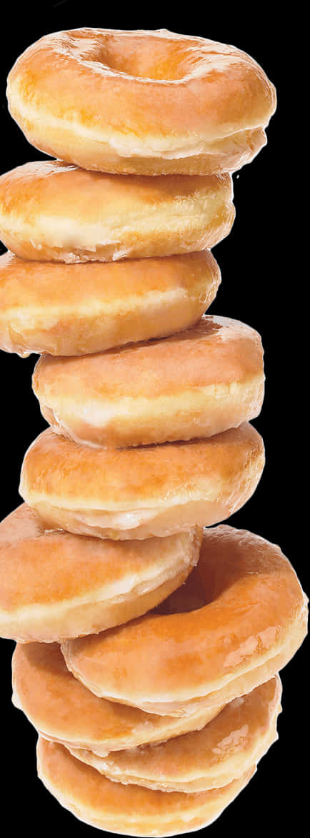 Stacked Glazed Donuts Black Background PNG