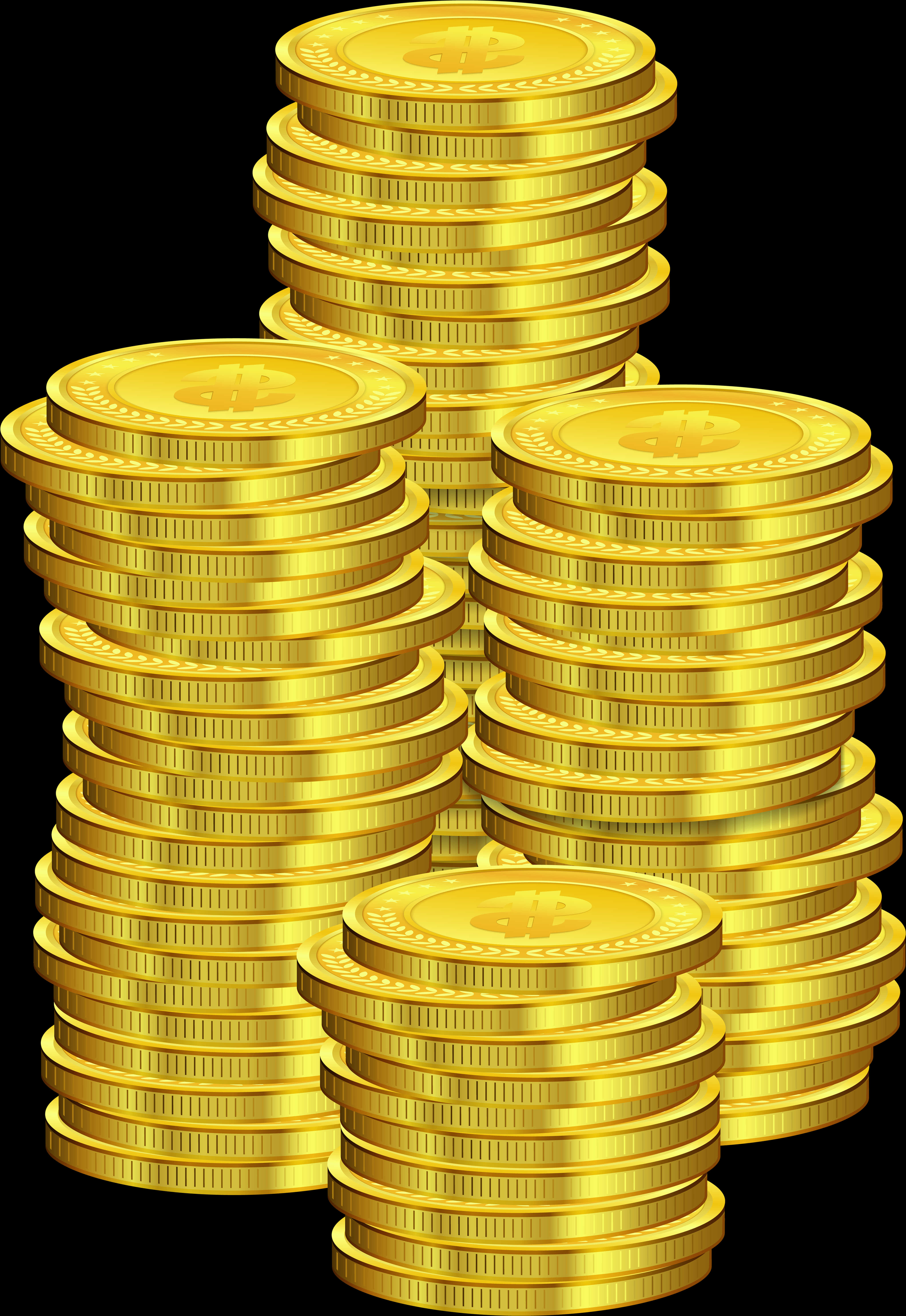 Stacked Gold Coins Illustration PNG