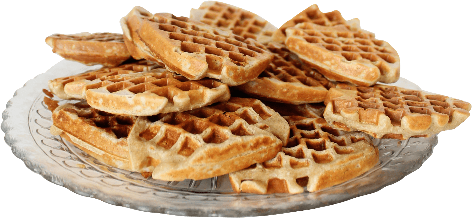 Stacked Homemade Waffleson Plate PNG