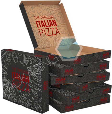 Stacked Italian Pizza Boxes Design PNG
