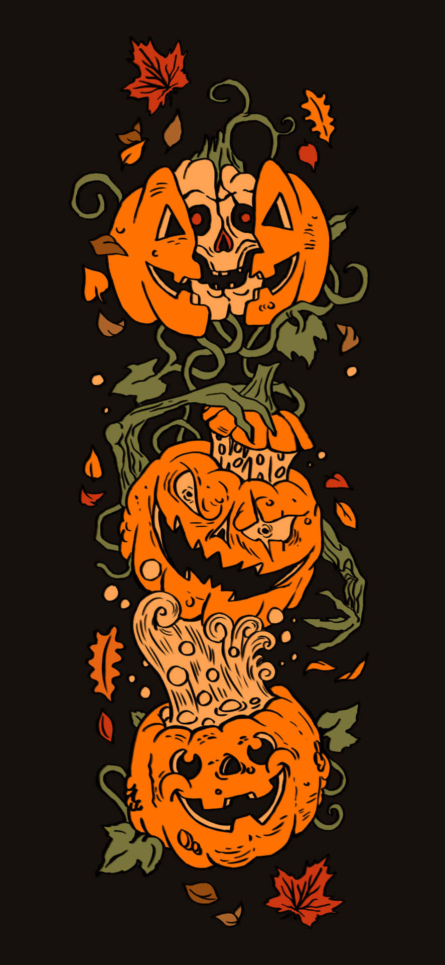 Stacked Jack O Lanterns Scary Aesthetic Wallpaper