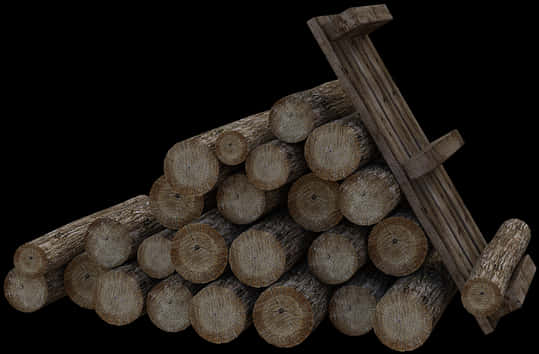Stacked Logs Texture Dark Background PNG