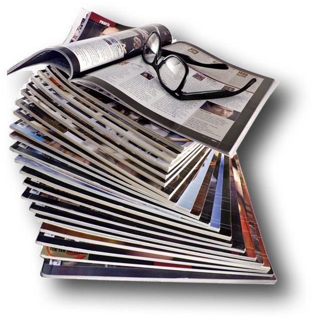 Stacked Magazineswith Glasses PNG
