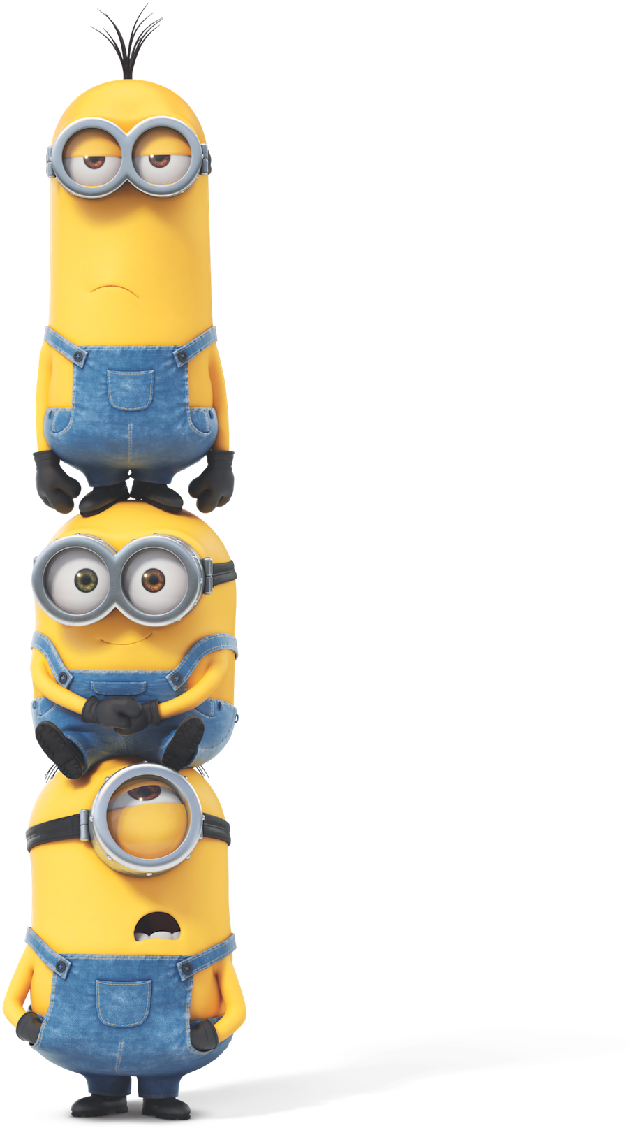 Stacked Minions Funny Pose PNG
