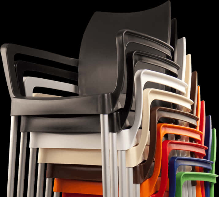 Stacked Modern Chairs Variety Colors PNG