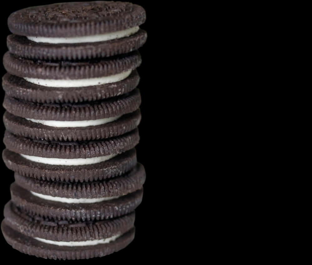 Stacked Oreo Cookies Dark Background PNG