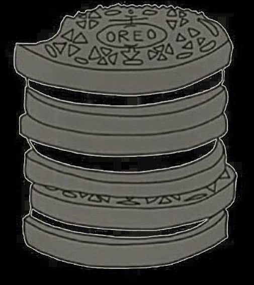 Stacked Oreo Cookies Monochrome PNG