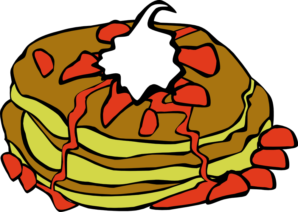 Stacked Pancakes With Syrupand Strawberries.png PNG