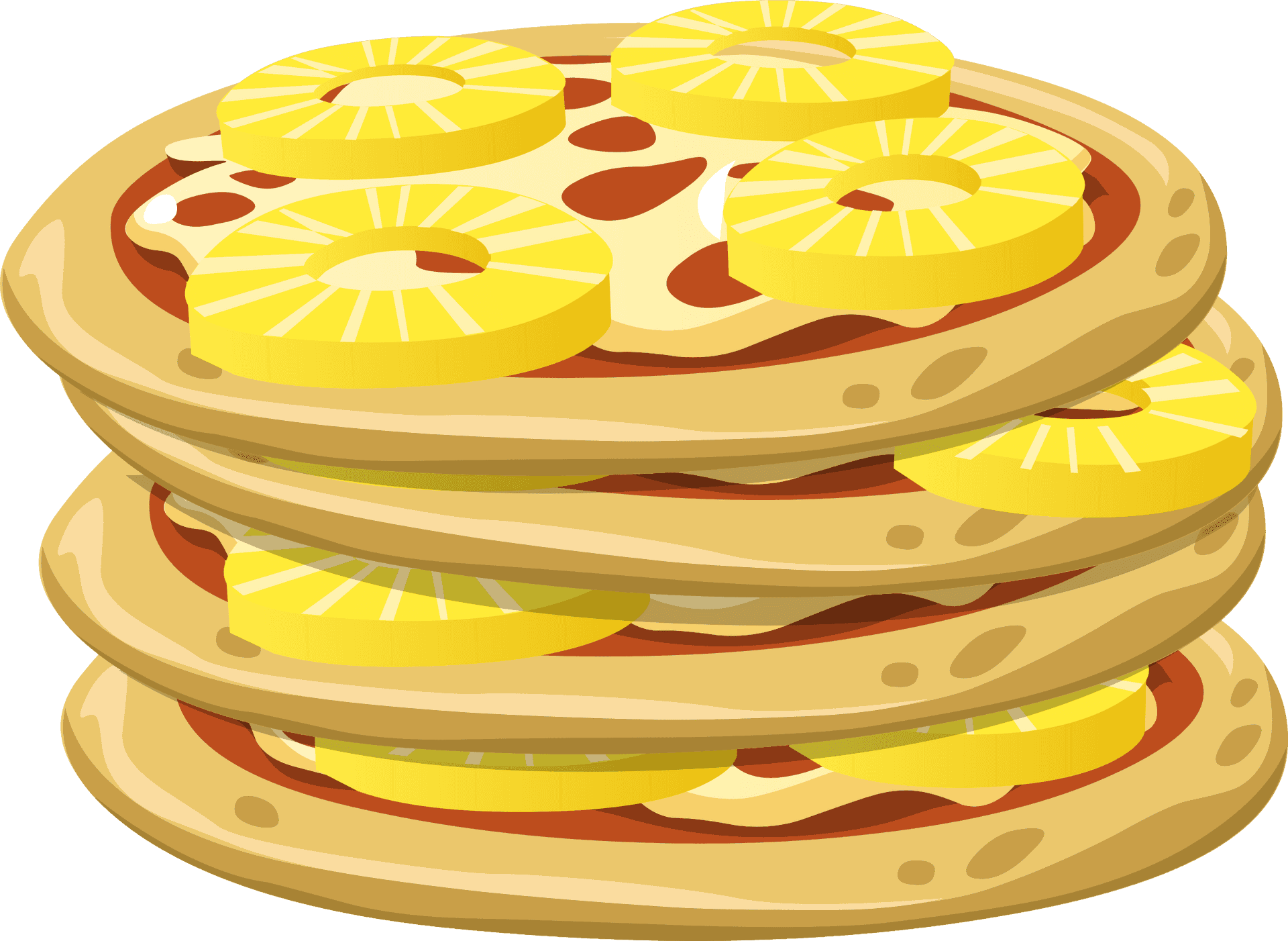 Stacked Pineapple Pepperoni Pizza Clipart PNG