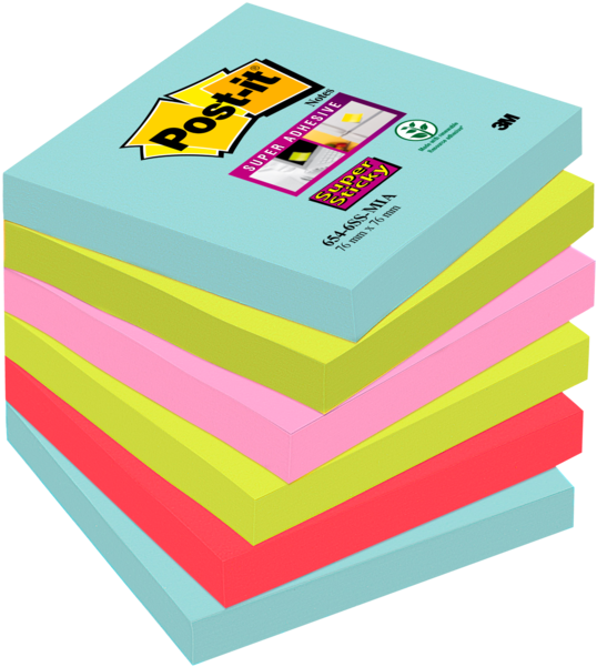 Stacked Postit Notes Multi Color PNG — Stack of colorful Post-it notes in pastel shades arranged in a vibrant, angled pile.