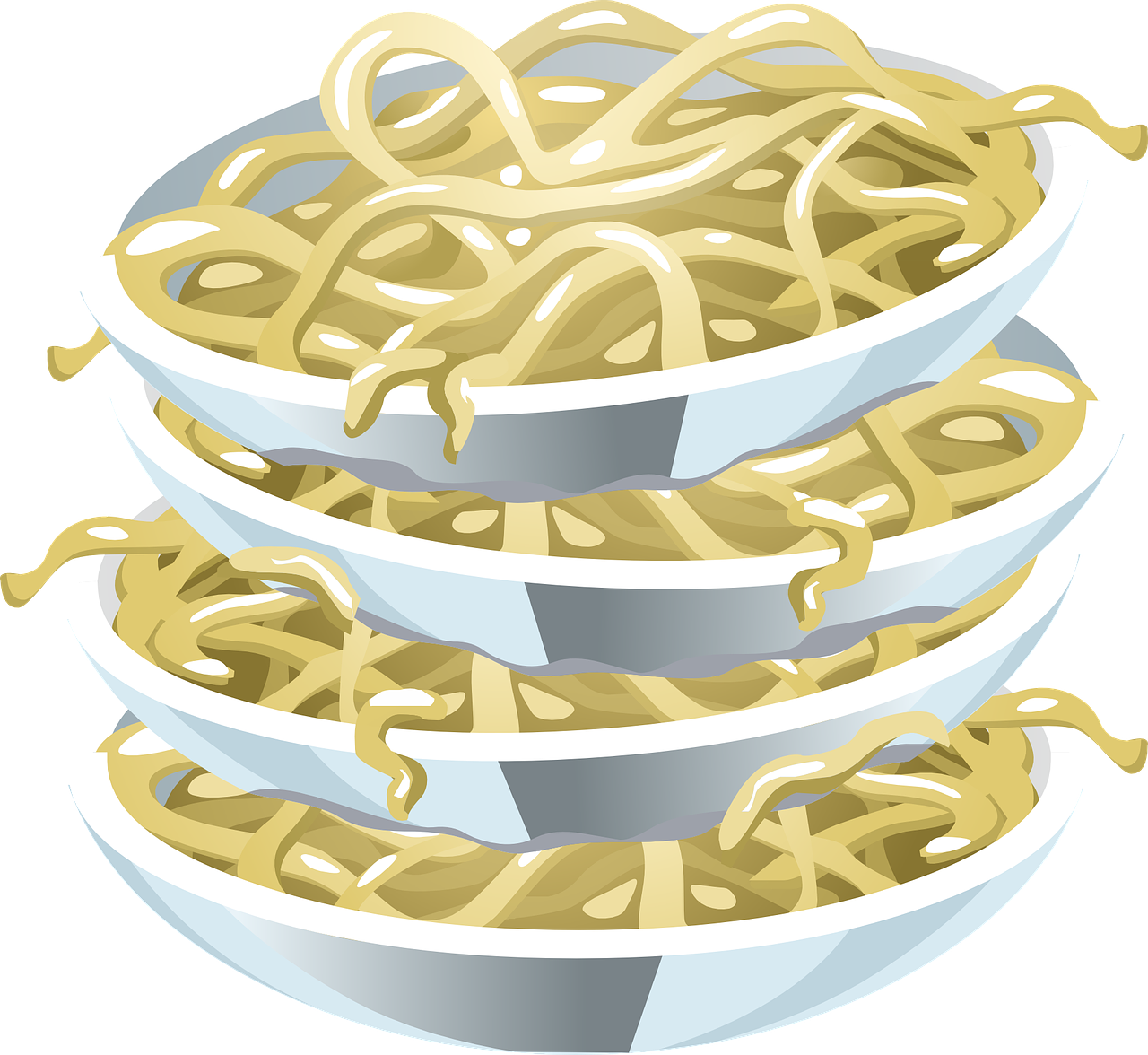 Stacked Spaghetti Bowls Vector PNG