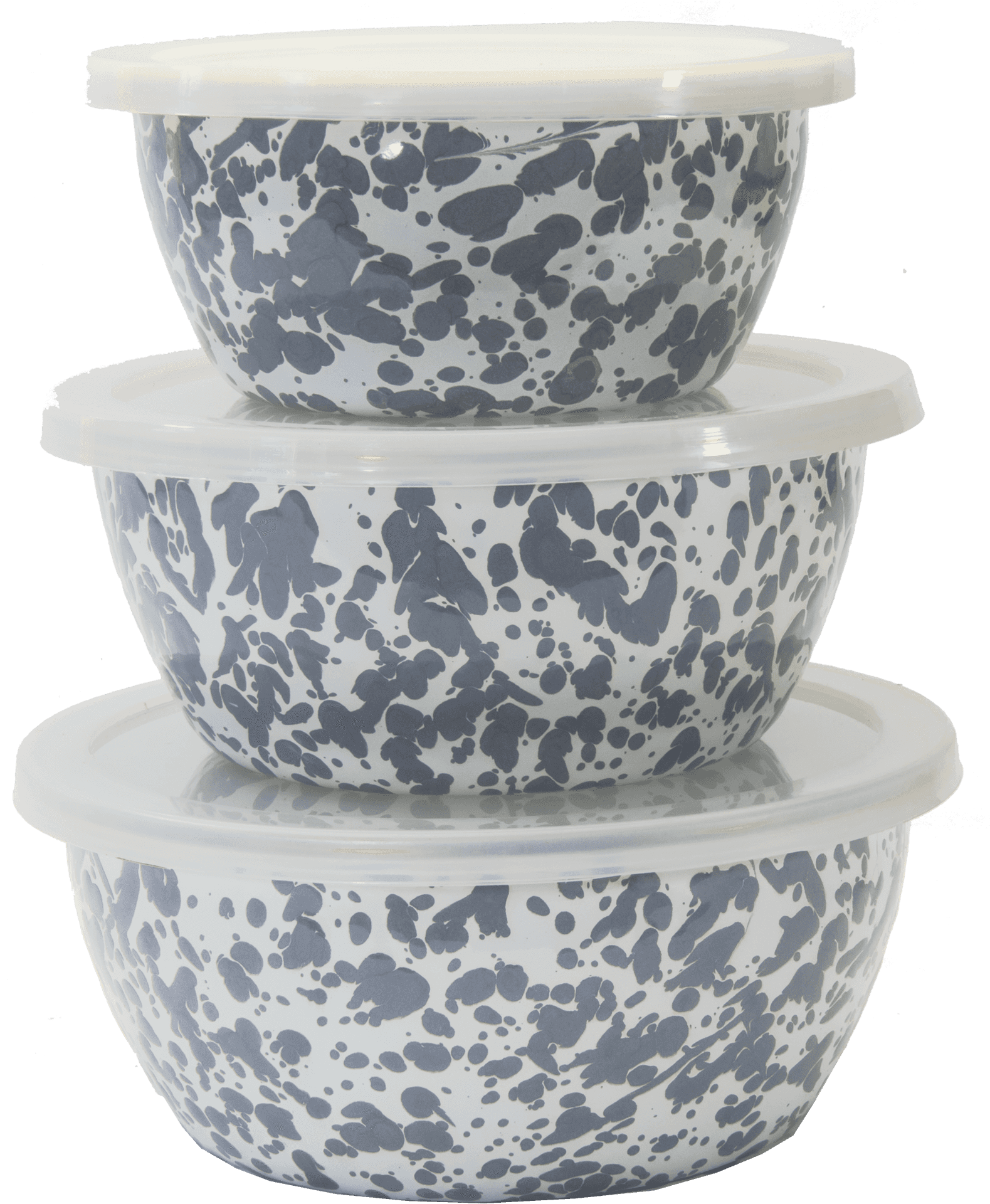 Stacked Speckled Bowls With Lids PNG