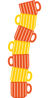 Stacked Striped Coffee Cups PNG