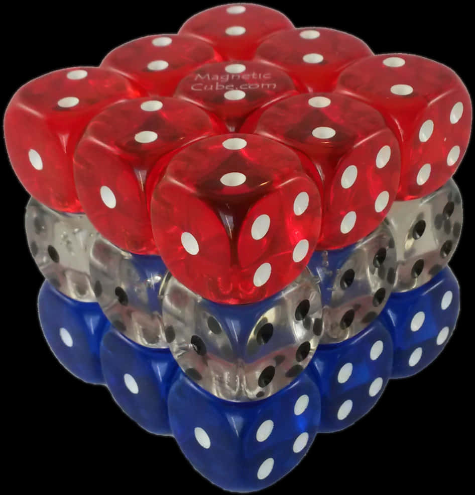 Stacked Transparent Colored Dice PNG